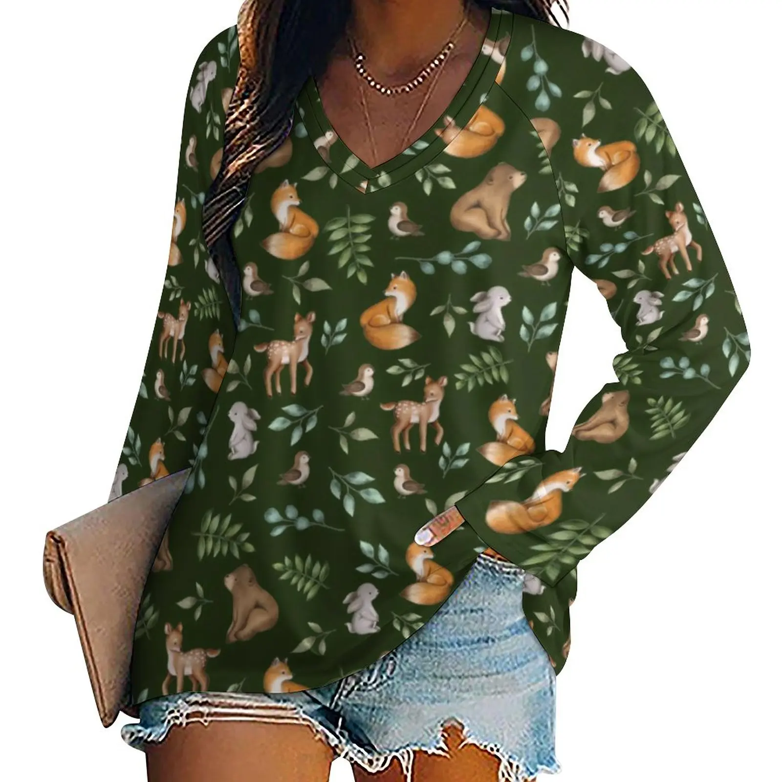 Футболка с длинным рукавом и принтом медведя и лисы, Y2K 
Футболка с длинным рукавом и принтом медведя и лисы, Y2K