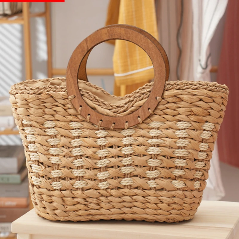 Simple woven women bag round bamboo handle straw hard handle hand woven bag fashion versatile women handbag
Simple woven women bag round bamboo handle straw hard handle hand woven bag fashion versatile women handbag