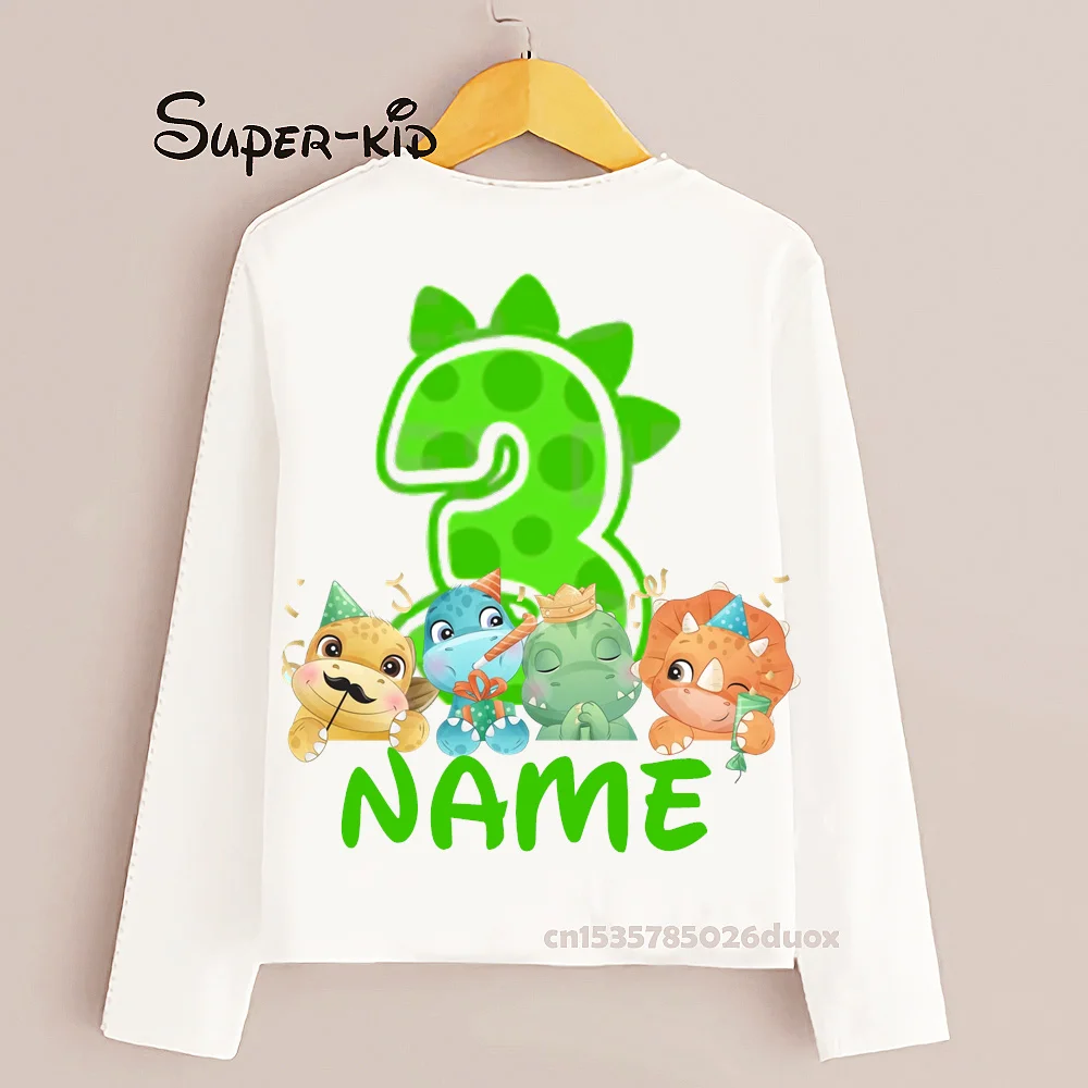 Boys Girls Birthday Number 2-10th Dinosaur Shirts Kids Custom Name White Long Sleeve T-shirt 2022 Spring Autumn Clothes DLKP514
Boys Girls Birthday Number 2-10th Dinosaur Shirts Kids Custom Name White Long Sleeve T-shirt 2022 Spring Autumn Clothes DLKP514