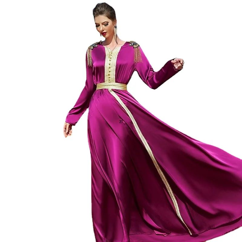 Decoration Epaulets Tassel Elastic Waist Court Style Party Long Sleeve Elegant Swing Maxi Dress Fashion Robe Abaya
Decoration Epaulets Tassel Elastic Waist Court Style Party Long Sleeve Elegant Swing Maxi Dress Fashion Robe Abaya