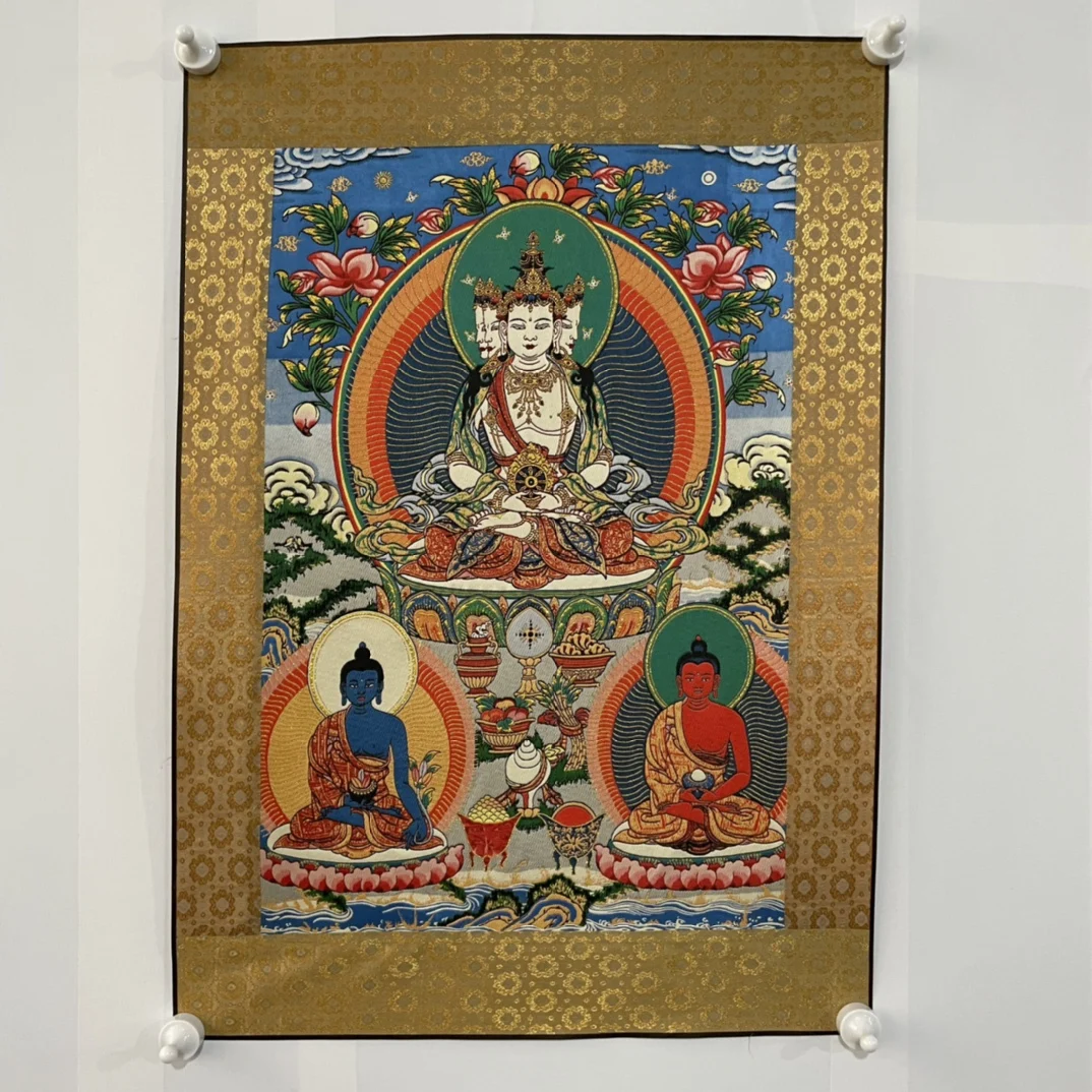 29" Thangka embroidery Tibetan Buddhism silk brocade high definition Seikos three heads Longevity Buddha thangka hanging screen
29" Thangka embroidery Tibetan Buddhism silk brocade high definition Seikos three heads Longevity Buddha thangka hanging screen