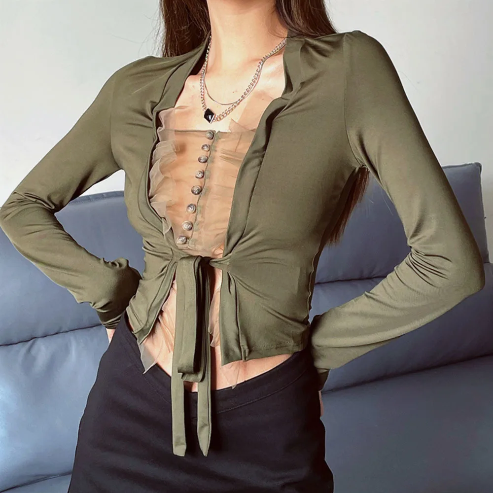 2022 New Long Sleeve Sexy Bandage Chiffon T Shirts Women Slim Casual Tees Crop Tops Holiday
2022 New Long Sleeve Sexy Bandage Chiffon T Shirts Women Slim Casual Tees Crop Tops Holiday