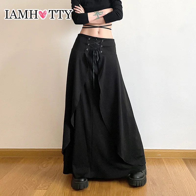 IAMHOTTY Chic Asymmetrical Long Skirt Lace-up High Waist A-line Maxi Skirts Black Korean Style Elegant Casual Streetwear 2023
IAMHOTTY Chic Asymmetrical Long Skirt Lace-up High Waist A-line Maxi Skirts Black Korean Style Elegant Casual Streetwear 2023