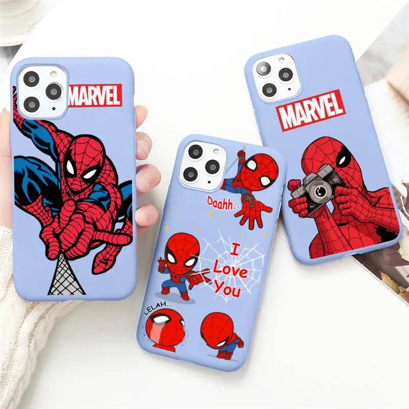 Marvel cartoon spiderman Phone Case for iPhone 13 12 mini 11 Pro Max X XR XS 8 7 6s Plus Candy purple Silicone cover
Marvel cartoon spiderman Phone Case for iPhone 13 12 mini 11 Pro Max X XR XS 8 7 6s Plus Candy purple Silicone cover