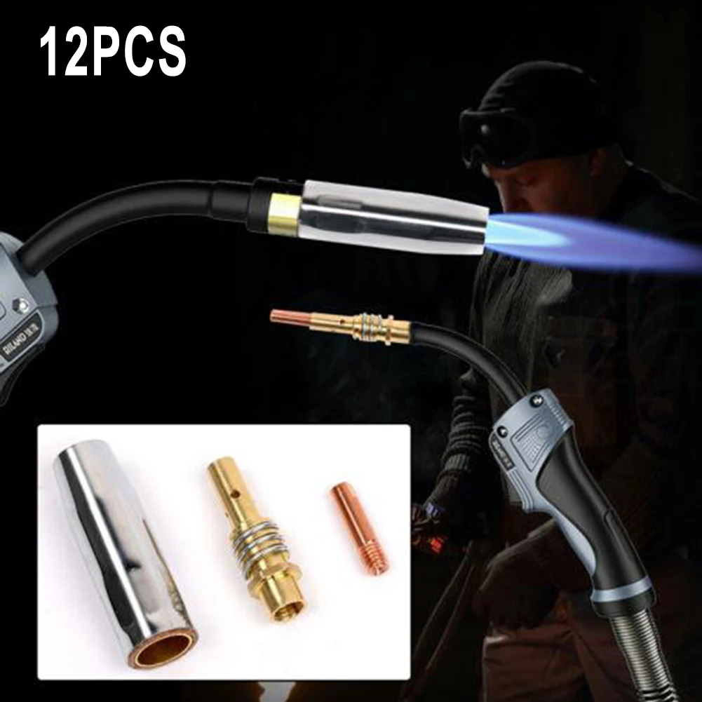 12 Pcs 0.8/1 Mm MB15 MIG Welding Nozzle Shroud Contact Tips M6x25mm Tip Holder Kit Welding Accessories Set Replace MIG Torch
12 Pcs 0.8/1 Mm MB15 MIG Welding Nozzle Shroud Contact Tips M6x25mm Tip Holder Kit Welding Accessories Set Replace MIG Torch