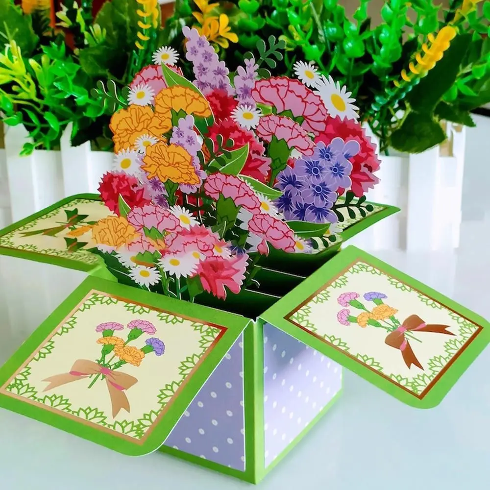 

Day Greeting Card Tropical Bloom Anniversary Rose/Lily/Sunflower/Tulip Paper Flowers 3D Pops-up Bouquet Daisy/Carnation