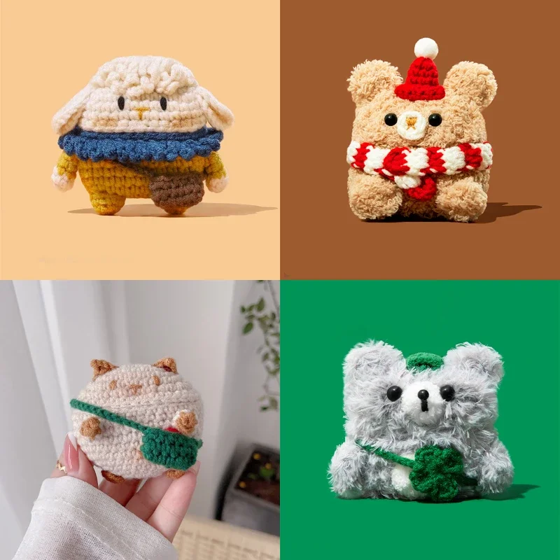 Для Redmi Buds 4 5 pro Чехол милые плюшевые наушники для Active Мультяшные вязаные махровые