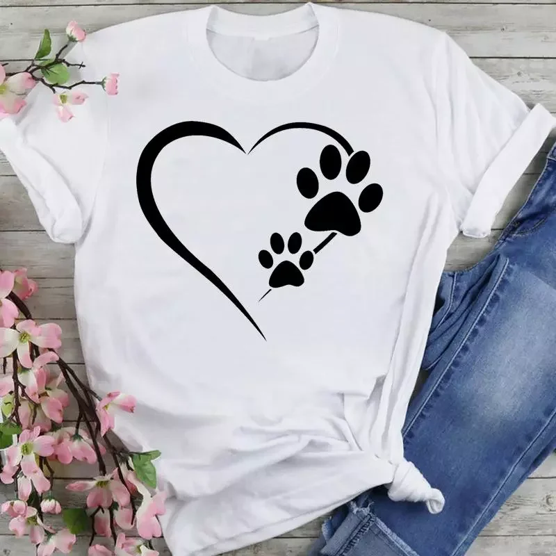 Sweet 90s Dog Paw Love Heart Style Cartoon Summer Fashion Print Short Sleeve Lovely Clothes Tops Tees Tshirt T-Shirt
Sweet 90s Dog Paw Love Heart Style Cartoon Summer Fashion Print Short Sleeve Lovely Clothes Tops Tees Tshirt T-Shirt