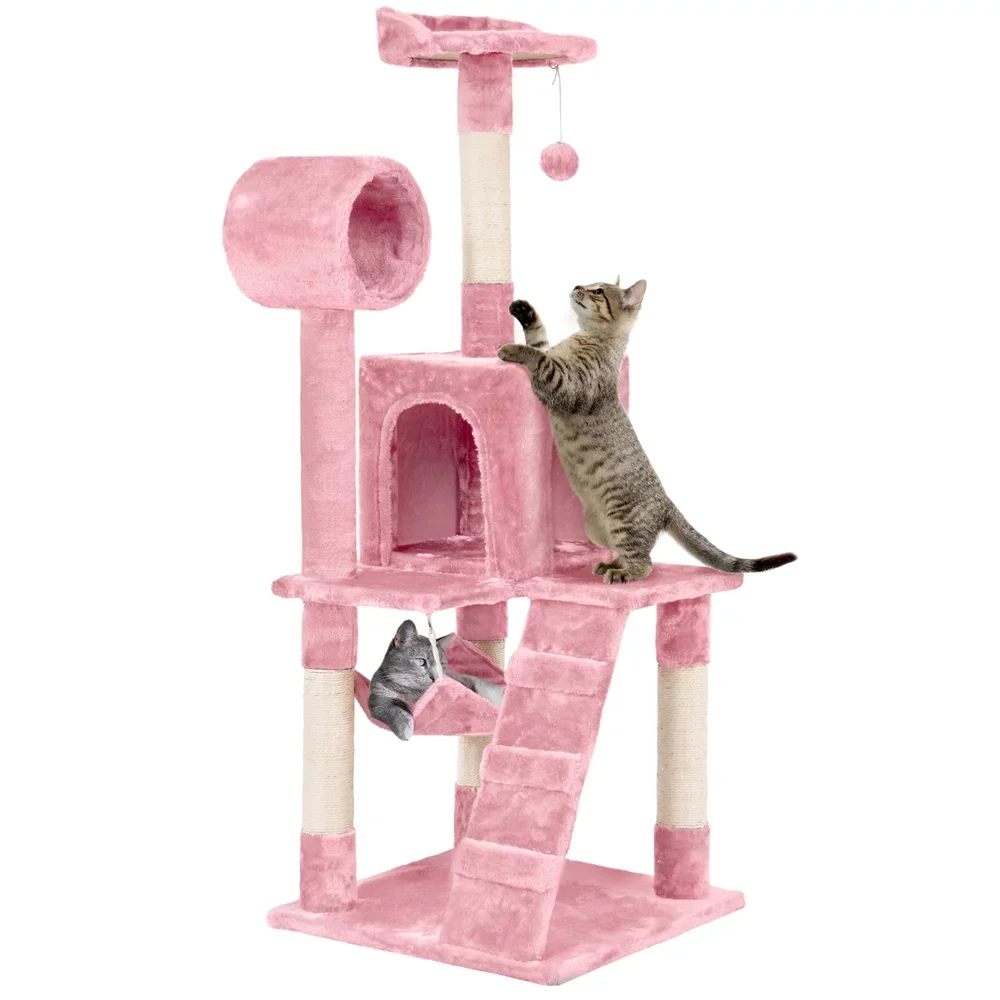 BOUSSAC 51" Cat Tree with Hammock and Scratching Post Tower, Pink, Cat Condo,cat Climbing Frame,cat Cardboard
BOUSSAC 51" Cat Tree with Hammock and Scratching Post Tower, Pink, Cat Condo,cat Climbing Frame,cat Cardboard