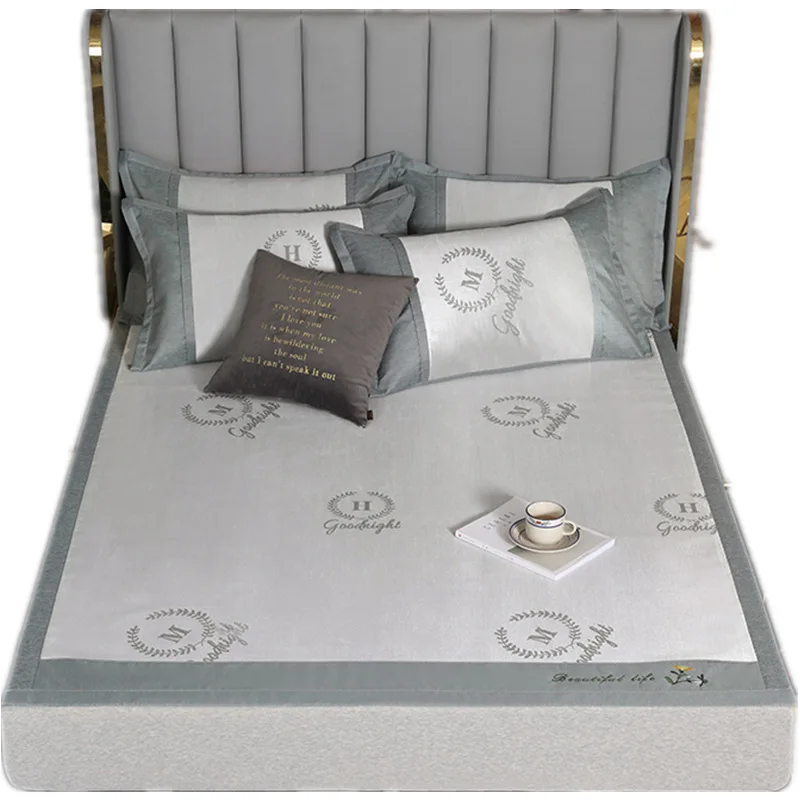 Embroidered Ice Silk Mat Three-piece Multi-style Foldable Water Washing Double Single
Embroidered Ice Silk Mat Three-piece Multi-style Foldable Water Washing Double Single