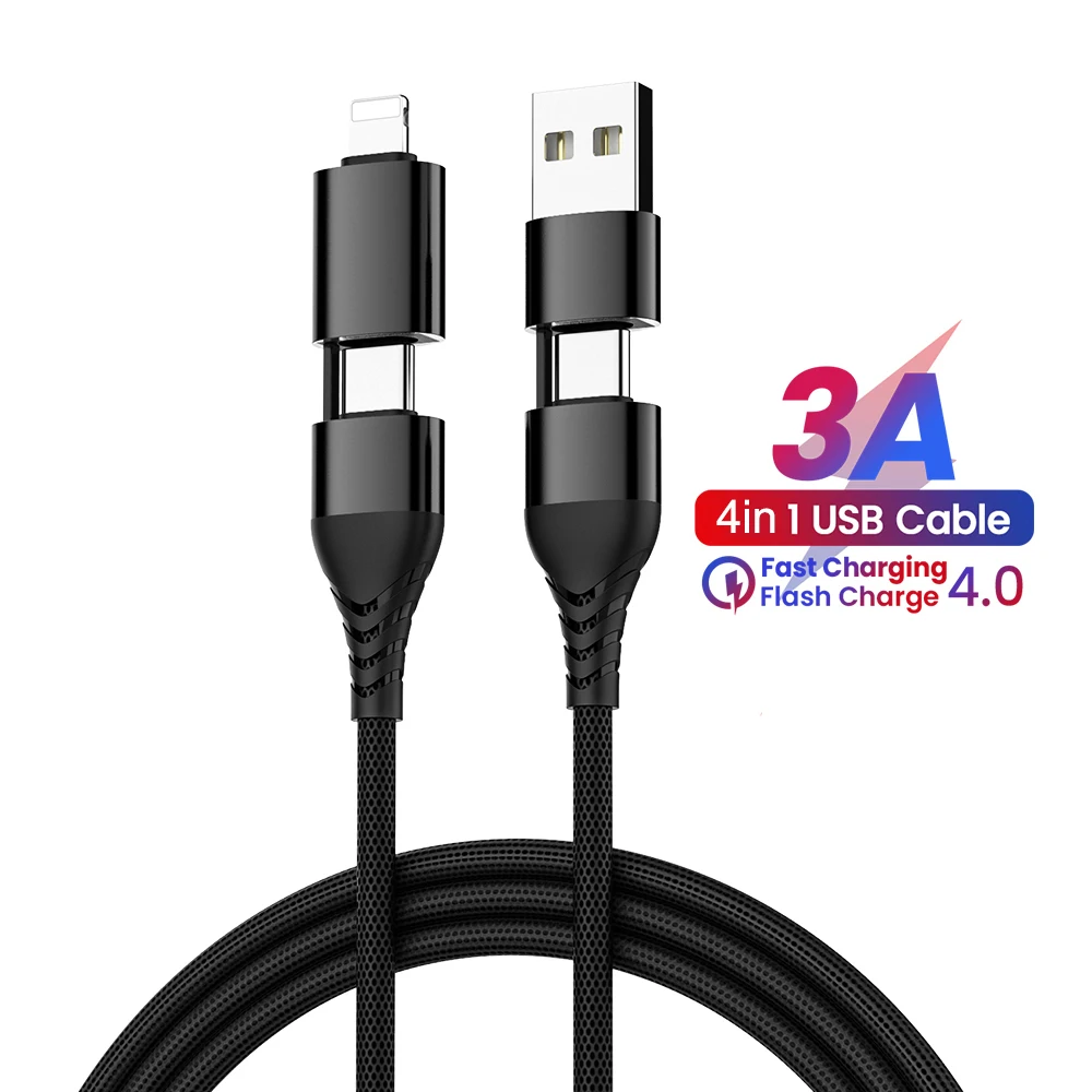 4 in 1 Fast Charging USB C Cable for iPhone 14 13 12 Pro Max Phone Charger Cord USB Type C Data Cable For Samsung Huawei Xiaomi
4 in 1 Fast Charging USB C Cable for iPhone 14 13 12 Pro Max Phone Charger Cord USB Type C Data Cable For Samsung Huawei Xiaomi
