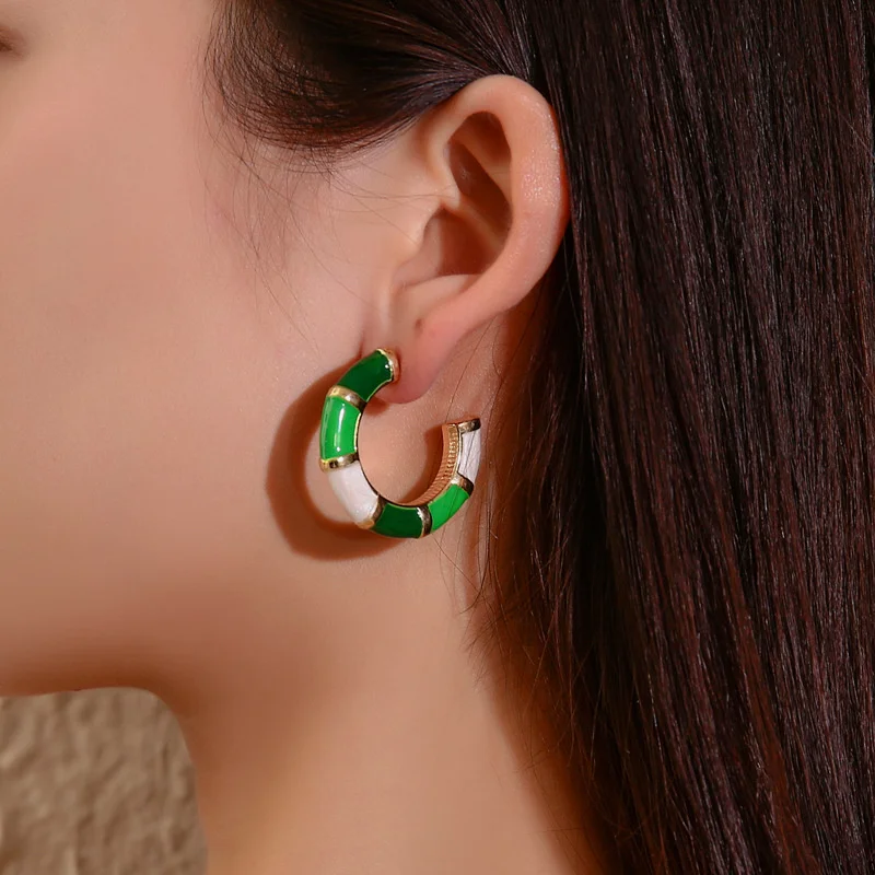 2022 Fashion Metal New Earrings Colorful C Green Bamboo Oil Dripping Ear Rings for Women Girls Hoop Earring Jewelry
2022 Fashion Metal New Earrings Colorful C Green Bamboo Oil Dripping Ear Rings for Women Girls Hoop Earring Jewelry