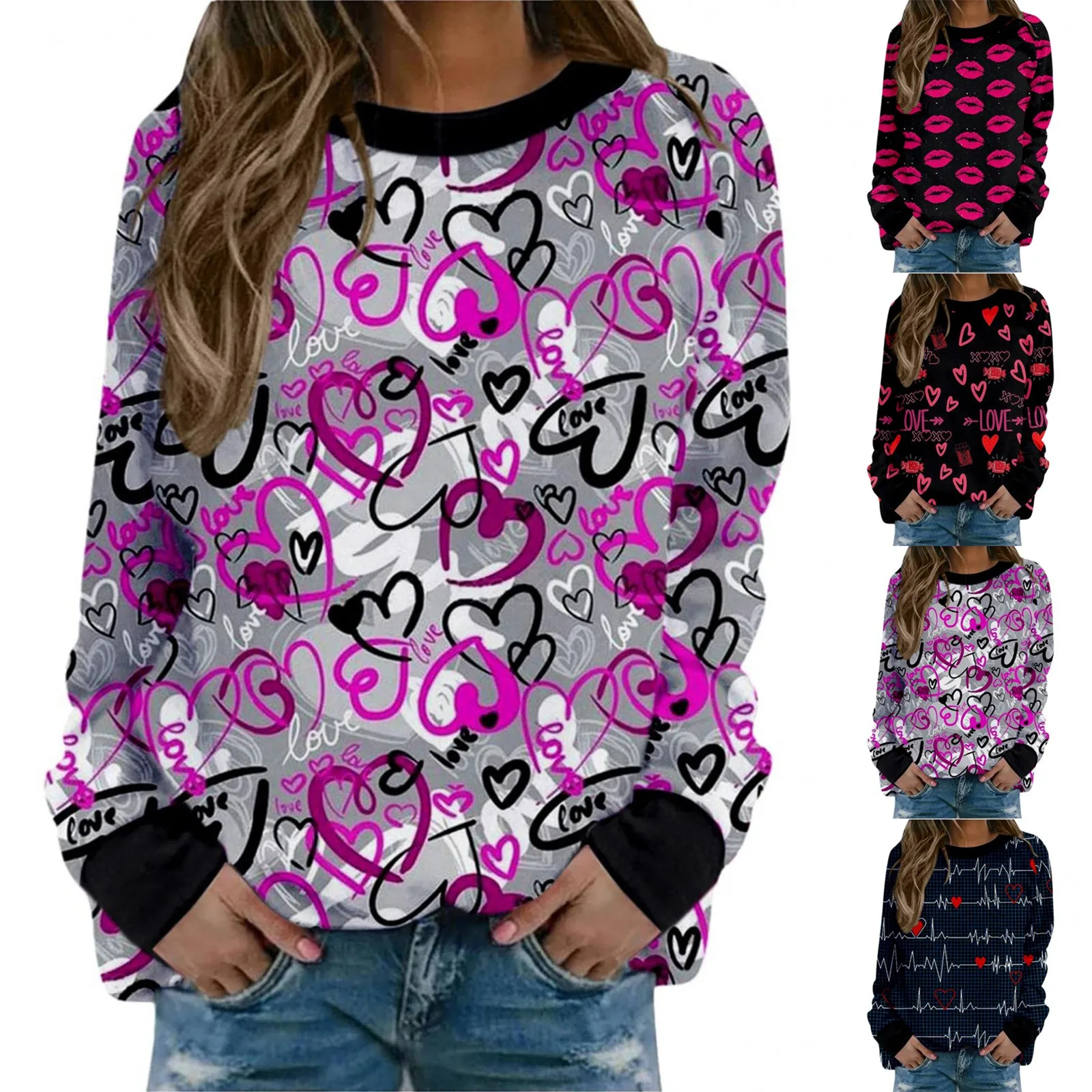 Women's Imitation Cotton Fashion Valentine's Day Print Pattern Long-sleeved T-shirt Love Print Tops Women Tees
Women's Imitation Cotton Fashion Valentine's Day Print Pattern Long-sleeved T-shirt Love Print Tops Women Tees