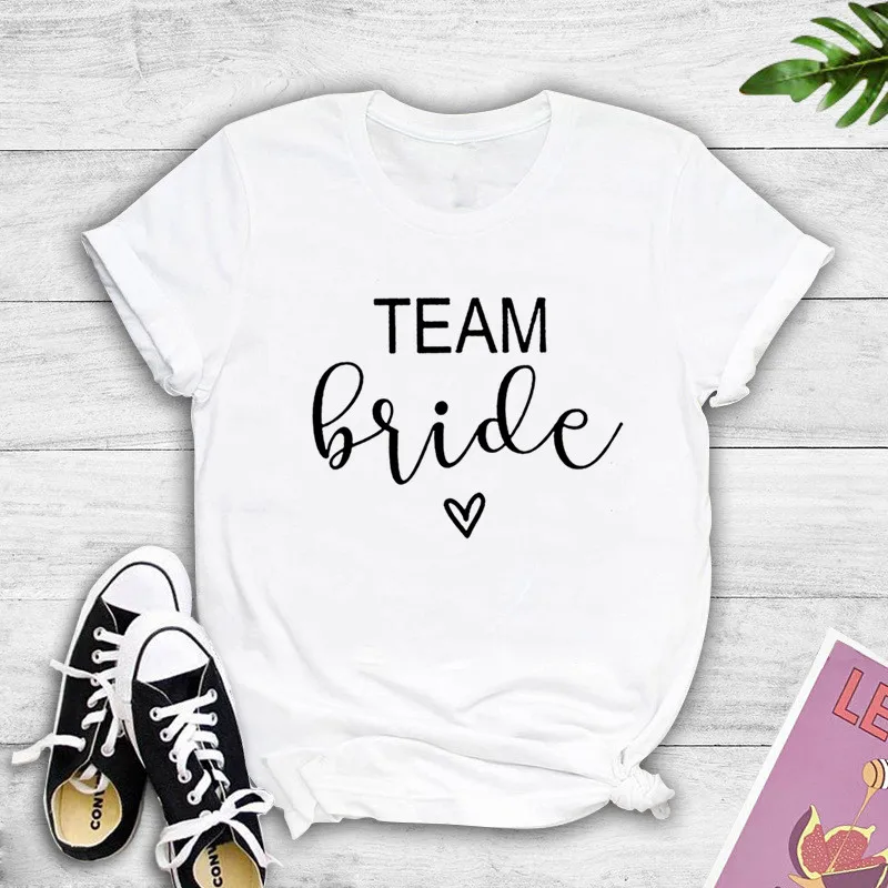 Bachelorette Wedding Party Graphic T-shirt Harajuku Tshirt Female Tees Tops Hipster Team Bride Print Women Short Sleeve T Shirts
Bachelorette Wedding Party Graphic T-shirt Harajuku Tshirt Female Tees Tops Hipster Team Bride Print Women Short Sleeve T Shirts