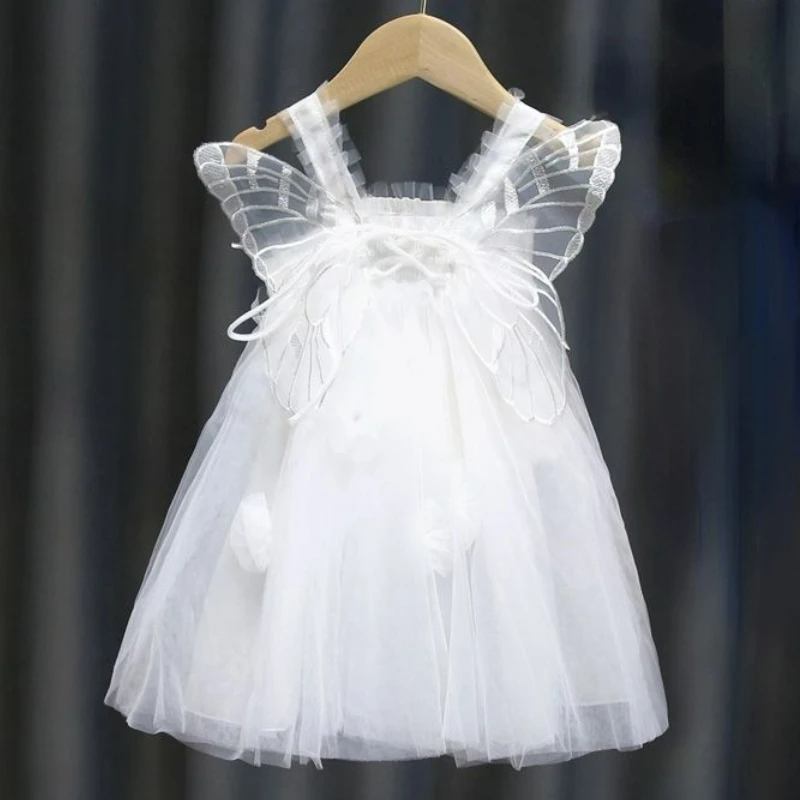 Top Girls Dresses Sleeveless Butterfly Wings Mesh White Princess Dress Summer Party Birthday Girl Costume Baby Girl Clothes
Top Girls Dresses Sleeveless Butterfly Wings Mesh White Princess Dress Summer Party Birthday Girl Costume Baby Girl Clothes
