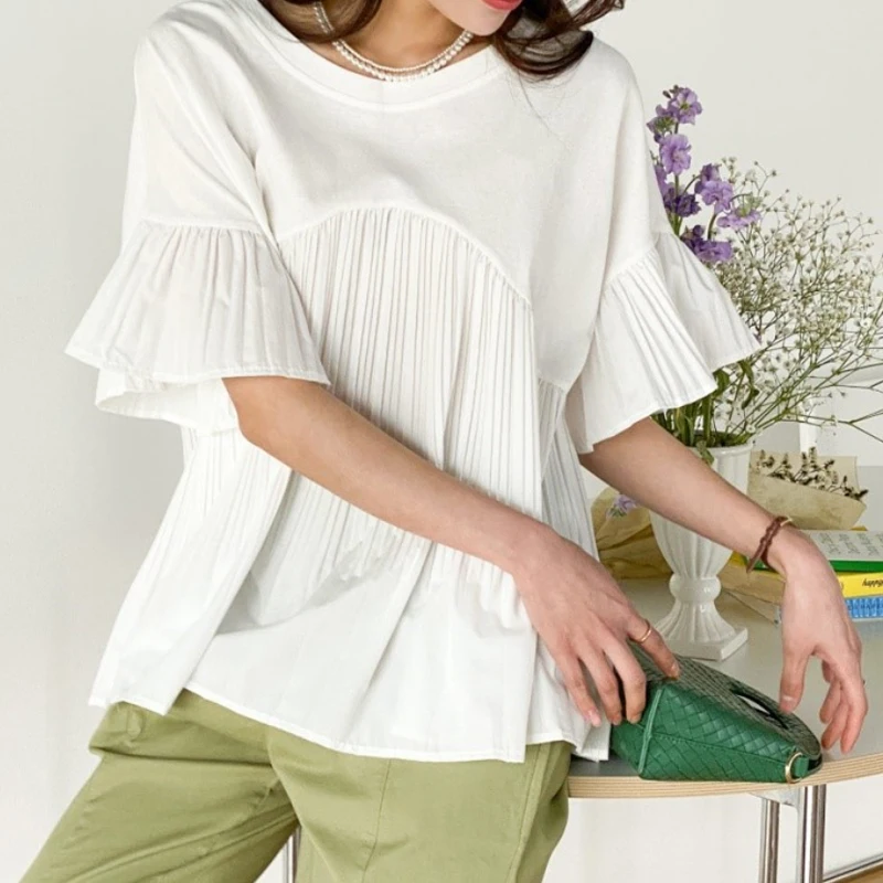 Summer White Shirt Casual Loose Blouse Women Ruffles Shirts and Blouses Fashion Pleated Short Sleeve Tops Clothes Blusas 26718
Summer White Shirt Casual Loose Blouse Women Ruffles Shirts and Blouses Fashion Pleated Short Sleeve Tops Clothes Blusas 26718