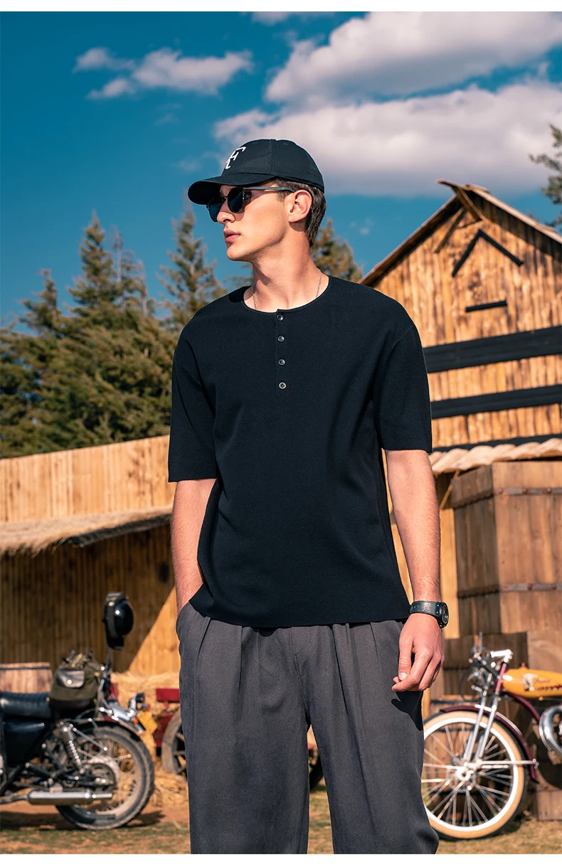 8034 new Men's Knitwear Round Neck Half Sleeve Top Men's Solid Color Short Sleeve Short Sleeve T-shirt
8034 new Men's Knitwear Round Neck Half Sleeve Top Men's Solid Color Short Sleeve Short Sleeve T-shirt