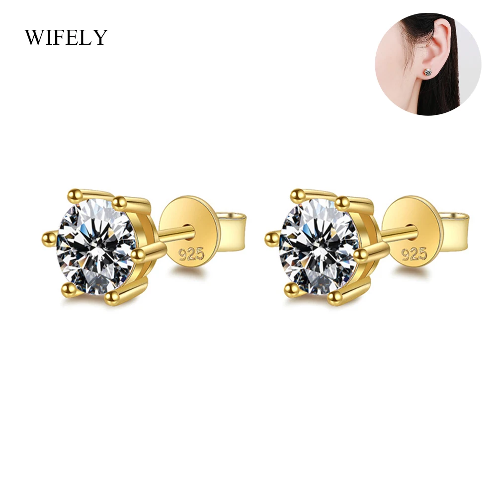 Real 0.5ct/1ct/2ct D Color Moissanite Earring 925 Sterling Silver Gold Plated Classic Six Prong Stud Fine Jewelry For Women Gift
Real 0.5ct/1ct/2ct D Color Moissanite Earring 925 Sterling Silver Gold Plated Classic Six Prong Stud Fine Jewelry For Women Gift