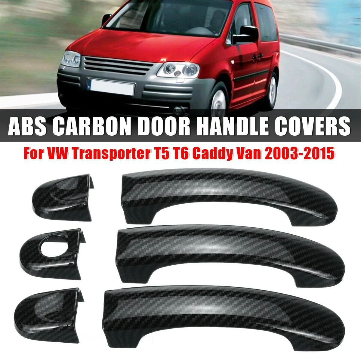 

Carbon Fiber Outside Exterior Door Handle Cover Set For VW Transporter T5 T6 Caddy 2003 - 15