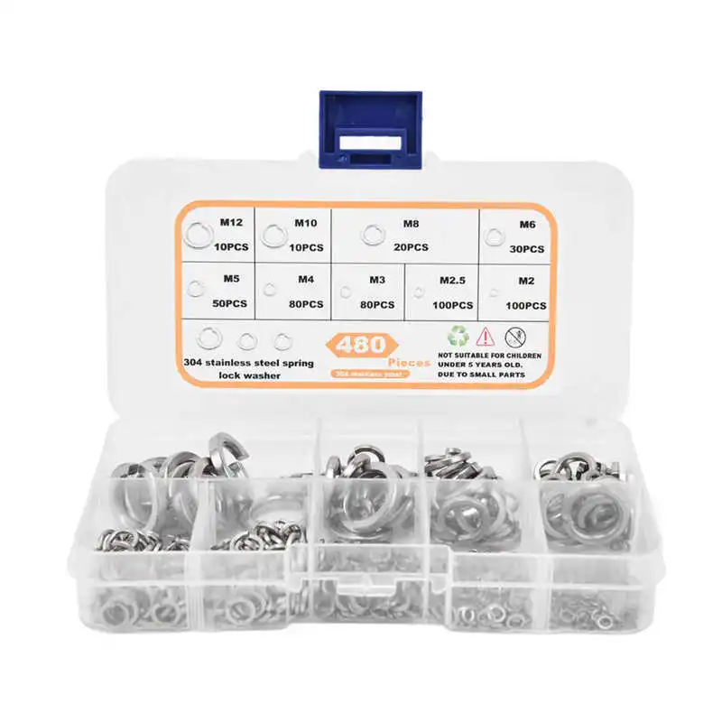 480pcs Flat Washer Stainless Steel Excellent Performance Tighter Sealing Flat Washer Assortment Kit
480pcs Flat Washer Stainless Steel Excellent Performance Tighter Sealing Flat Washer Assortment Kit