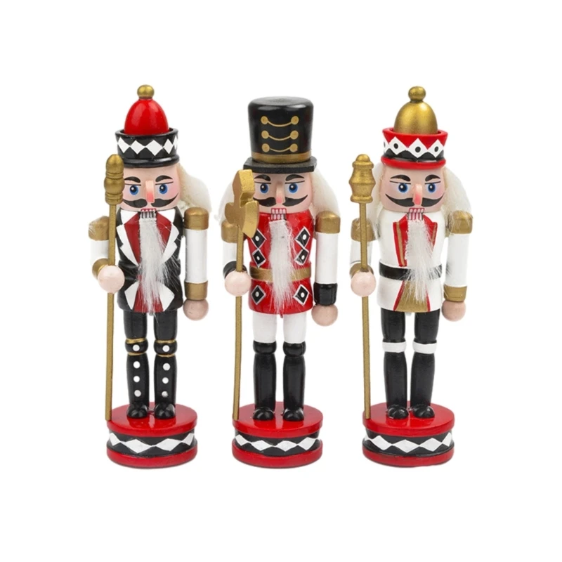 

3шт рождественские украшения дети щелкунчики солдат деревянный кулон новый год
