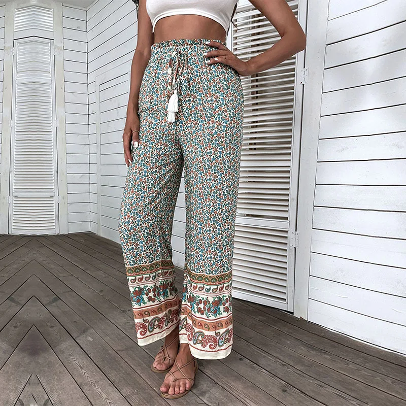Floral Print Wide Leg Pants for Women Summer Loose Casual Long Pant Bohemian Green Trouser with Pockets High Waist Lace Up Beach
Floral Print Wide Leg Pants for Women Summer Loose Casual Long Pant Bohemian Green Trouser with Pockets High Waist Lace Up Beach
