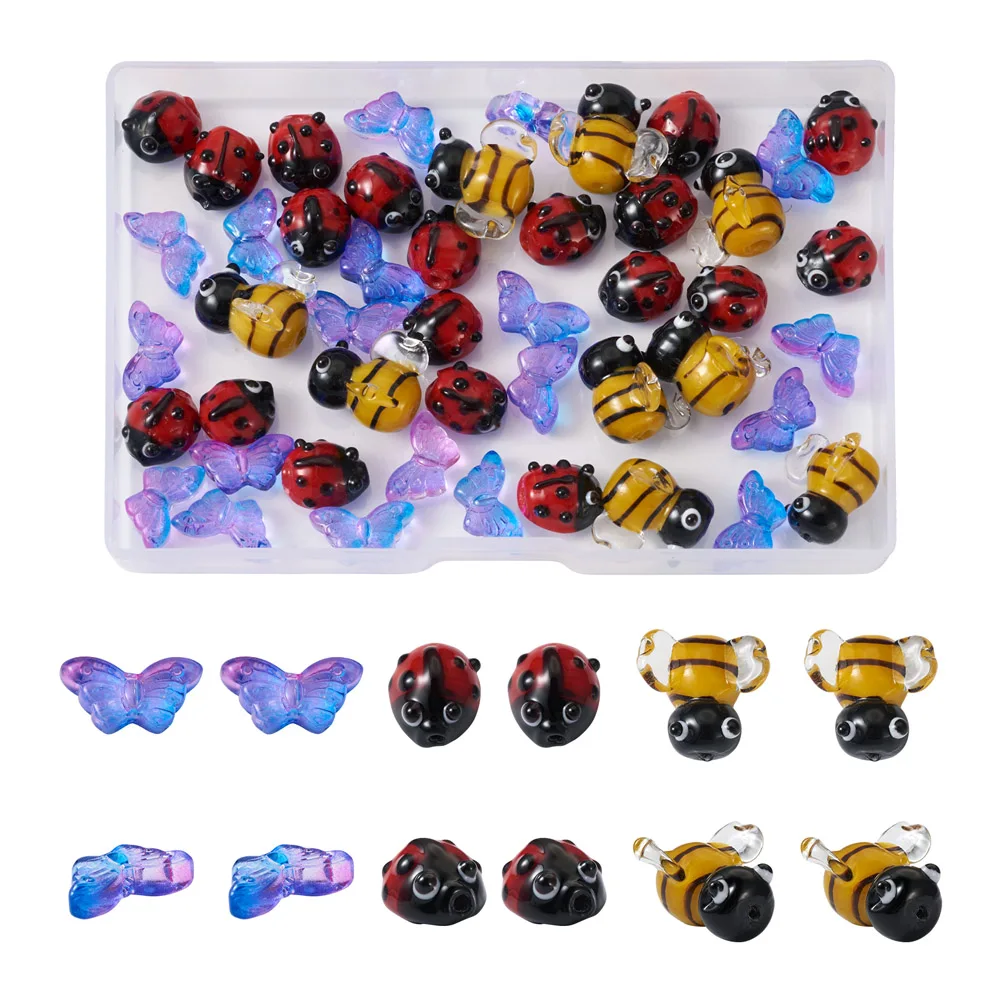 50pcs/box Bee Ladybug Shape Handmade Lampwork Bead Butterfly Transparent Glass Bead For Jewelry Making Bracelet Accessories Kit
50pcs/box Bee Ladybug Shape Handmade Lampwork Bead Butterfly Transparent Glass Bead For Jewelry Making Bracelet Accessories Kit