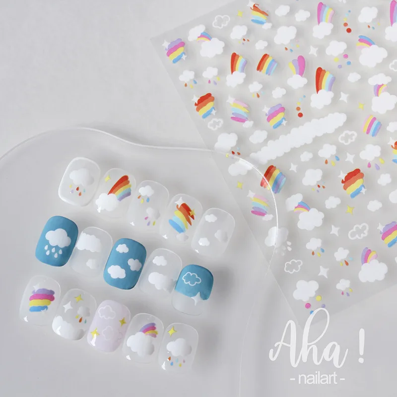New nail art cute spring and summer fresh rainbow clouds nail stickers decorations decals
New nail art cute spring and summer fresh rainbow clouds nail stickers decorations decals
