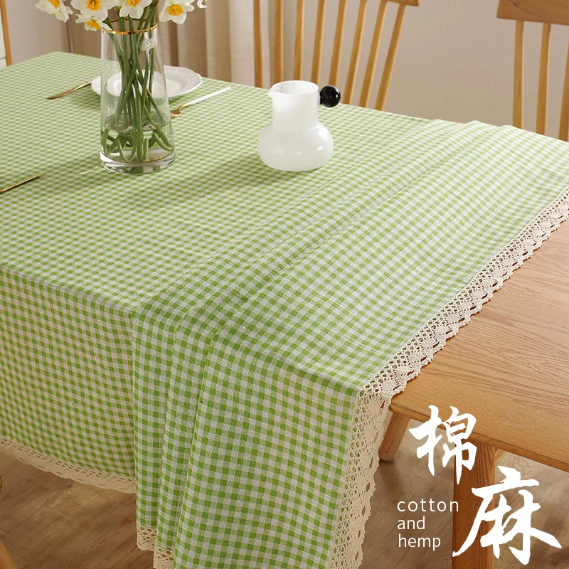 

Скатерть из хлопка и льна, простая кружевная скатерть для стола, Студенческая прямоугольная клетчатая скатерть для чайного столика