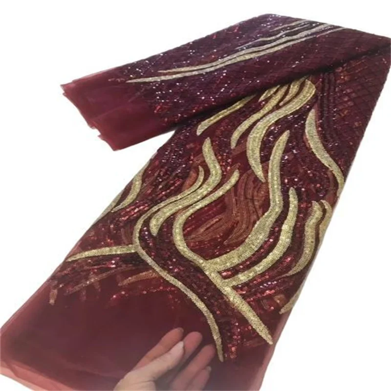 Wine Red/Gold African Lace Fabric With Sequins French Lace Fabric 2022 High Quality Milk Silk Laces For Wedding Party Dress
Wine Red/Gold African Lace Fabric With Sequins French Lace Fabric 2022 High Quality Milk Silk Laces For Wedding Party Dress