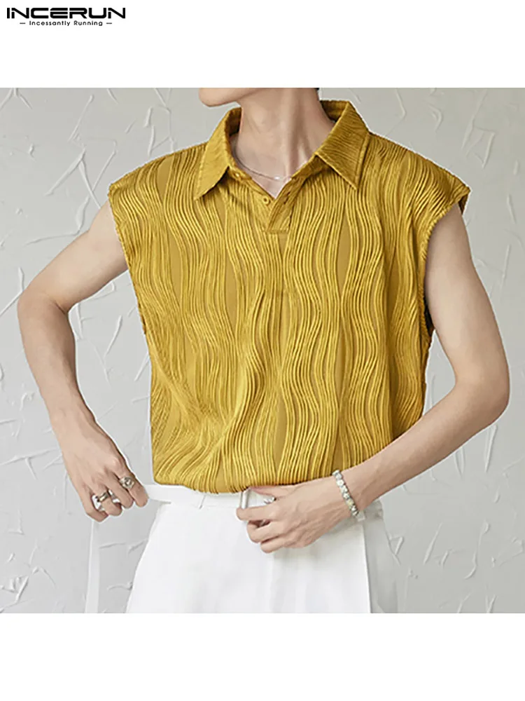 Stylish Hot Sale New Men Tops INCERUN Casual Streetwear Pleated Waistcoat Fashion Solid All-match Simple Sleeveless Vests S-5XL 
Stylish Hot Sale New Men Tops INCERUN Casual Streetwear Pleated Waistcoat Fashion Solid All-match Simple Sleeveless Vests S-5XL