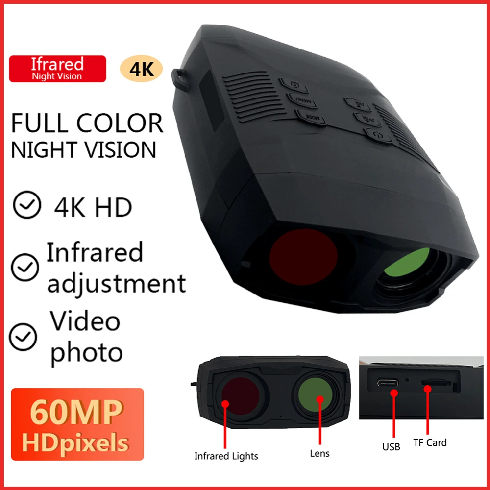 Outdoor Mini Night Vision Instrument 60MP 4K HD Binoculars Infrared Goggles Night Vision Device for Hunting Camping Adventure
Outdoor Mini Night Vision Instrument 60MP 4K HD Binoculars Infrared Goggles Night Vision Device for Hunting Camping Adventure