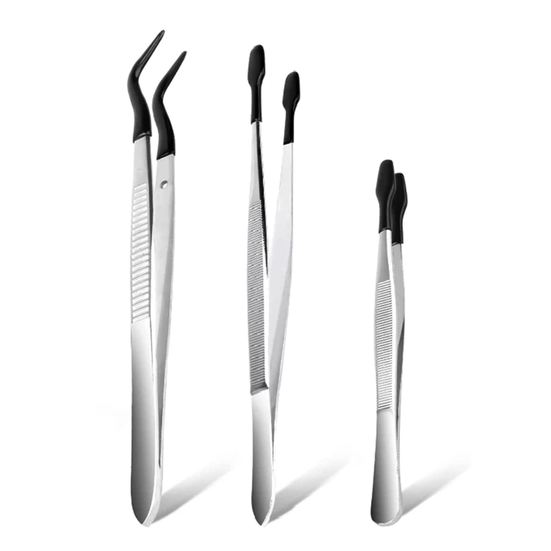 3 Pcs Non-Marring Silicone Tipped Tweezers Rubber Bent Tip Flat Tweezers Lab Tweezers
3 Pcs Non-Marring Silicone Tipped Tweezers Rubber Bent Tip Flat Tweezers Lab Tweezers