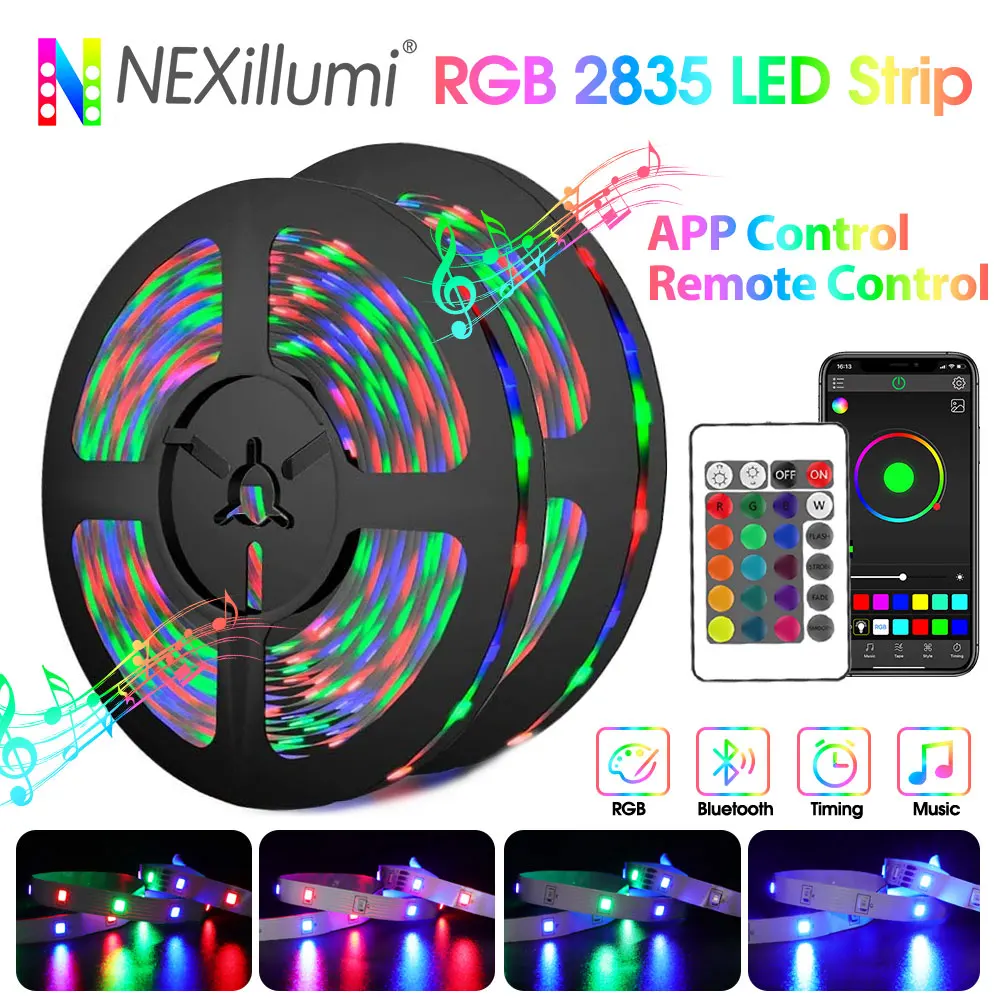 RGB 5050 Led Strip Light Bluetooth App Control +Remote Led Tape Flexible Ribbon Diode Tape for TV Backlight Room Decoration
RGB 5050 Led Strip Light Bluetooth App Control +Remote Led Tape Flexible Ribbon Diode Tape for TV Backlight Room Decoration
