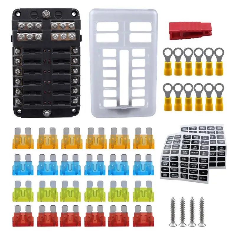 Car Fuse Box 12-Way Fuse Panel Block With LED Indicator Circuit Safety Accessories For Automobile Motorcycle Trucks Off-Road
Car Fuse Box 12-Way Fuse Panel Block With LED Indicator Circuit Safety Accessories For Automobile Motorcycle Trucks Off-Road