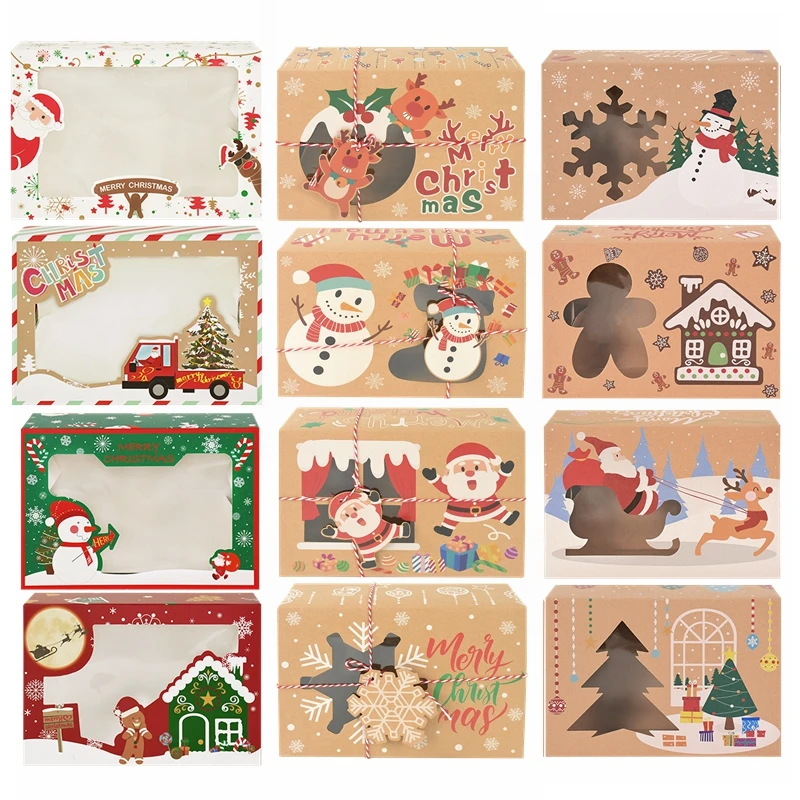 4pcs Christmas Kraft Paper Box Candy Cookie Gift Box Clear Window Packaging Bag Christmas New Year Party Decoration Navidad Gift
4pcs Christmas Kraft Paper Box Candy Cookie Gift Box Clear Window Packaging Bag Christmas New Year Party Decoration Navidad Gift