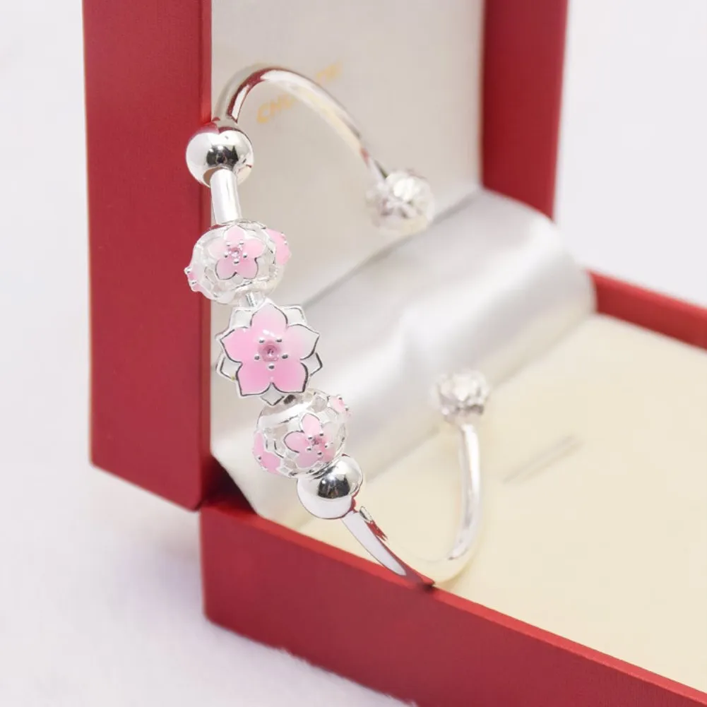 Solid Silver Bracelet Women's Sterling Silver Bracelet To Send Girlfriend Girlfriend Silver Jewelry Blossom Engraving Bracelet
Solid Silver Bracelet Women's Sterling Silver Bracelet To Send Girlfriend Girlfriend Silver Jewelry Blossom Engraving Bracelet