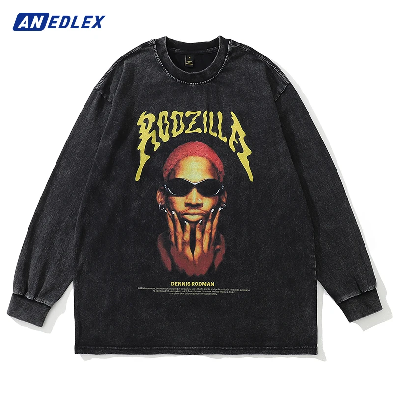 Hip Hop Streetwear Harajuku Oversized T-shirt Dennis Rodman Portrait Graphic Washed T-shirt Men Long Sleeve Cotton Tops Clothing
Hip Hop Streetwear Harajuku Oversized T-shirt Dennis Rodman Portrait Graphic Washed T-shirt Men Long Sleeve Cotton Tops Clothing