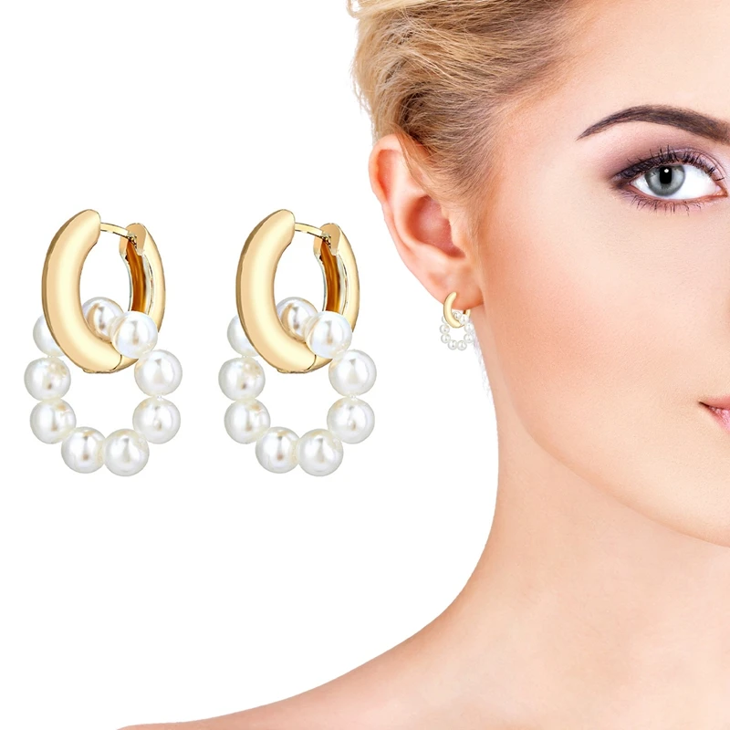 Simple Simulated Pearl Dangle Earrings Geometric Hoop Earrings With Pendant For Women Party Jewelry Gifts
Simple Simulated Pearl Dangle Earrings Geometric Hoop Earrings With Pendant For Women Party Jewelry Gifts