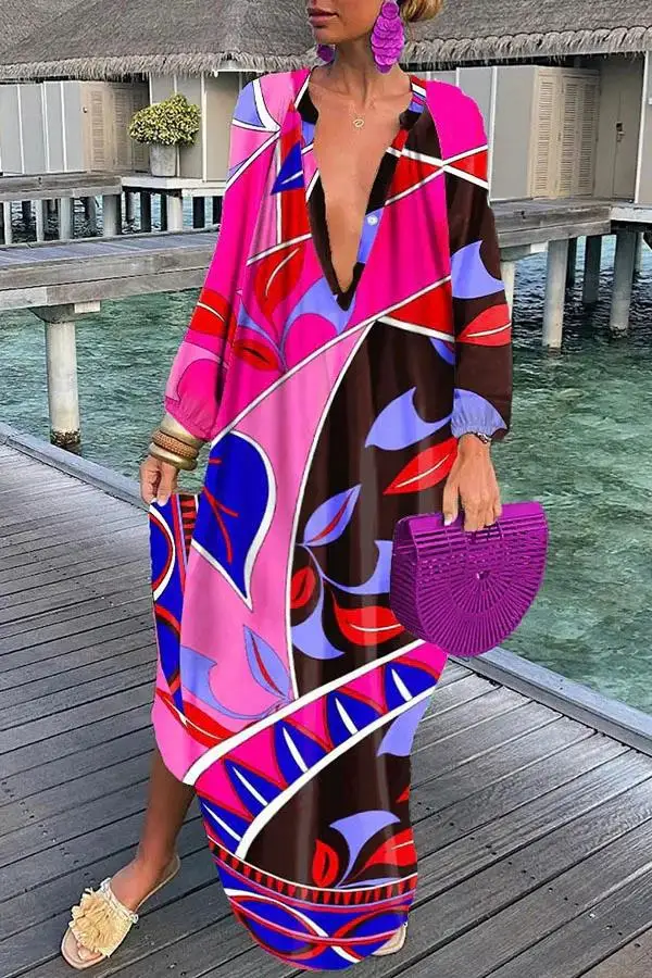 2022 Women Boho Print Loose Beach Dress Elegant RetroV-Neck Maxi Dress Women Sexy Long Sleeve Oversized Dress Vestido
2022 Women Boho Print Loose Beach Dress Elegant RetroV-Neck Maxi Dress Women Sexy Long Sleeve Oversized Dress Vestido