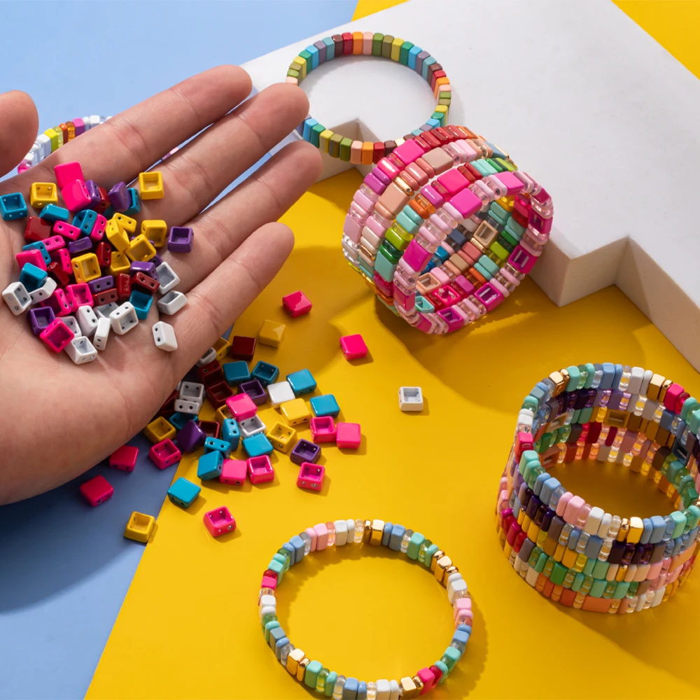 10Pcs 8*8MM Square Shape Enamel Beads Boho Rainbow Colorful Elastic Bracelets Beads for Jewelry Making Supplier
10Pcs 8*8MM Square Shape Enamel Beads Boho Rainbow Colorful Elastic Bracelets Beads for Jewelry Making Supplier