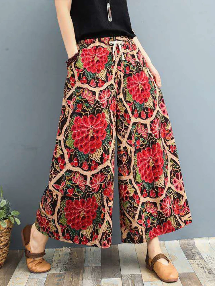 Женские брюки из хлопка и льна с принтом, 2023 летние свободные широкие брюки с принтом для женщин, ретро капри на шнуровке, большие брюки 3XL
Женские брюки из хлопка и льна с принтом, 2023 летние свободные широкие брюки с принтом для женщин, ретро капри на шнуровке, большие брюки 3XL