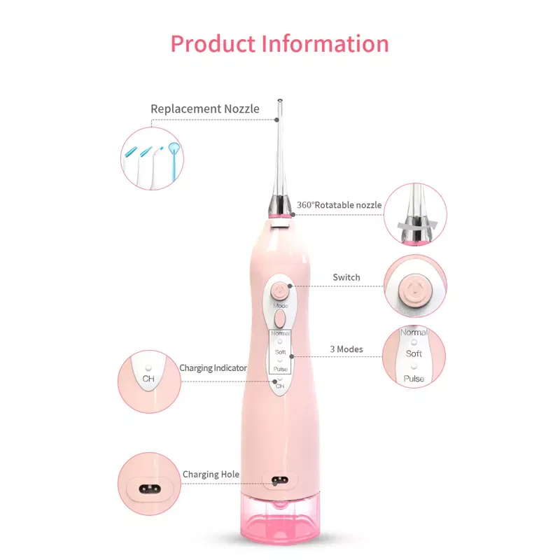 Irrigator 255ml Portable Water Flosser USB Rechargeable Teeth Whitening Dental Irrigators Braces Teeth Cleaner Gift Travel
Irrigator 255ml Portable Water Flosser USB Rechargeable Teeth Whitening Dental Irrigators Braces Teeth Cleaner Gift Travel