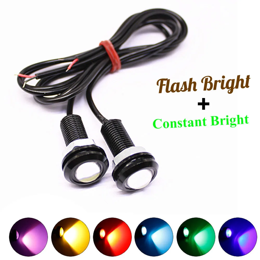 

2Pcs 18mm LED Backup Reversing Parking Signal Car Lamp Eagle Eye Flash Constant Bright DRL Led Daytime Running Lights