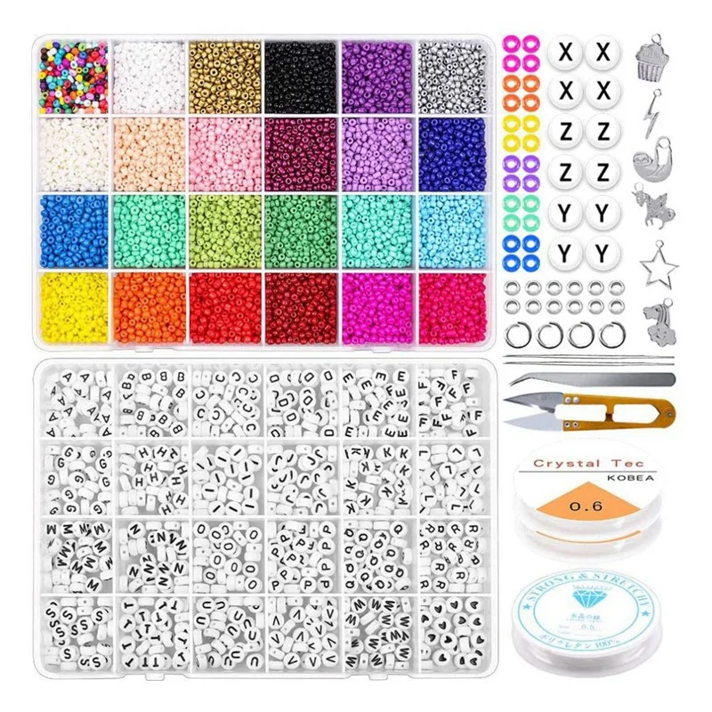 Jewelry Making Kit Beads For Bracelets,Small Glass Seed Beads And Alphabet Letter Beads For Friendship Bracelet
Jewelry Making Kit Beads For Bracelets,Small Glass Seed Beads And Alphabet Letter Beads For Friendship Bracelet
