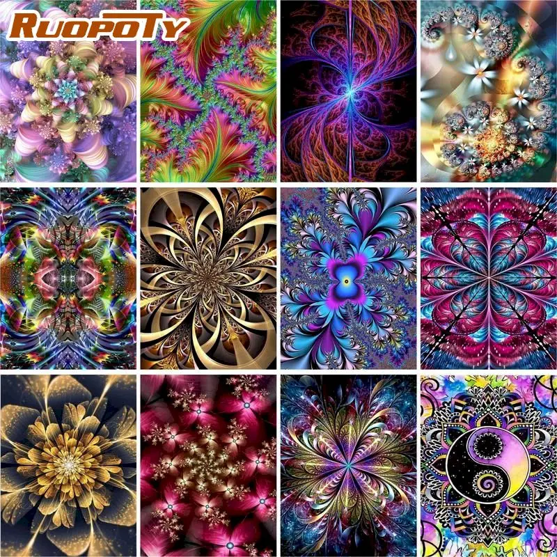 

RUOPOTY 60X75cm Oil Painting By Numbers For Adults Colorful Pattern Frameless DIY Paint By Numbers On Canvas Home Decor Wall Art