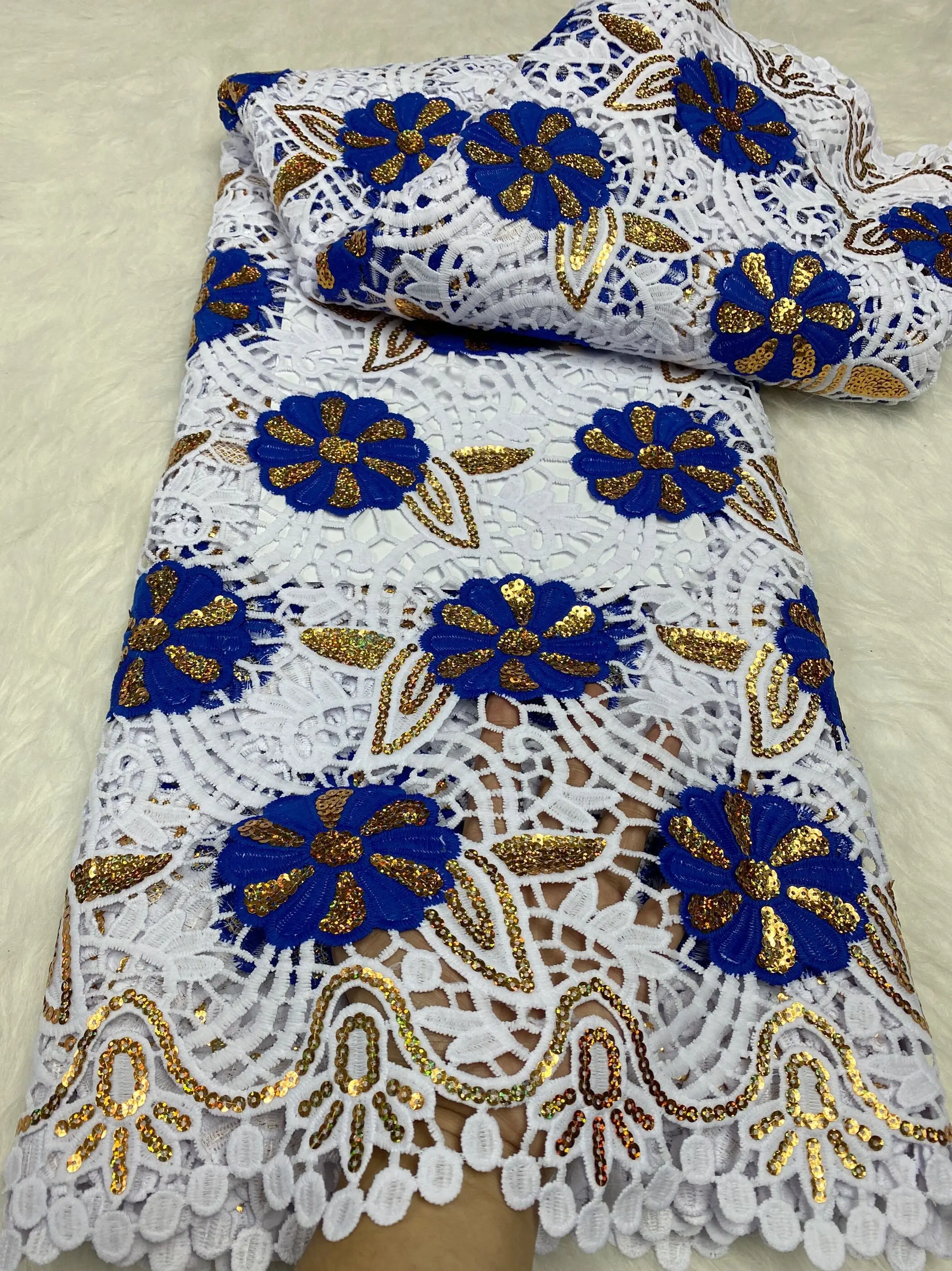 African Water Soluble Milk Silk 2023 High Quality White Nigerian Flower Cord Lace With Sequins Lace Material For Wedding Dress
African Water Soluble Milk Silk 2023 High Quality White Nigerian Flower Cord Lace With Sequins Lace Material For Wedding Dress