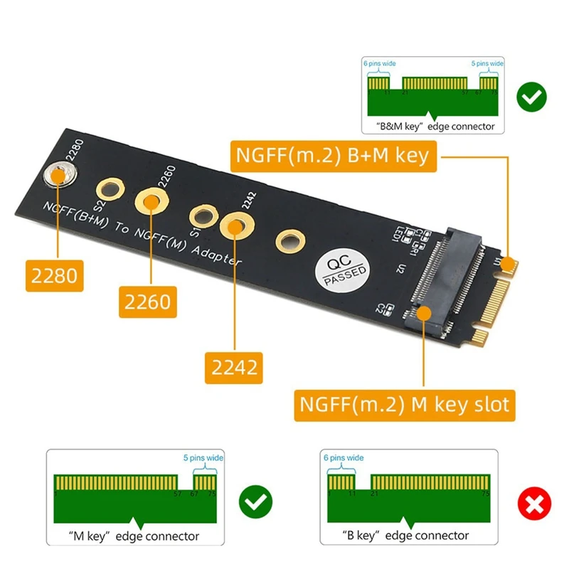 M.2 (NGFF) Key B+M To Key M Adapter New Version Black M.2 NGFF SSD Adapter For PCI-E Bus SSD
M.2 (NGFF) Key B+M To Key M Adapter New Version Black M.2 NGFF SSD Adapter For PCI-E Bus SSD