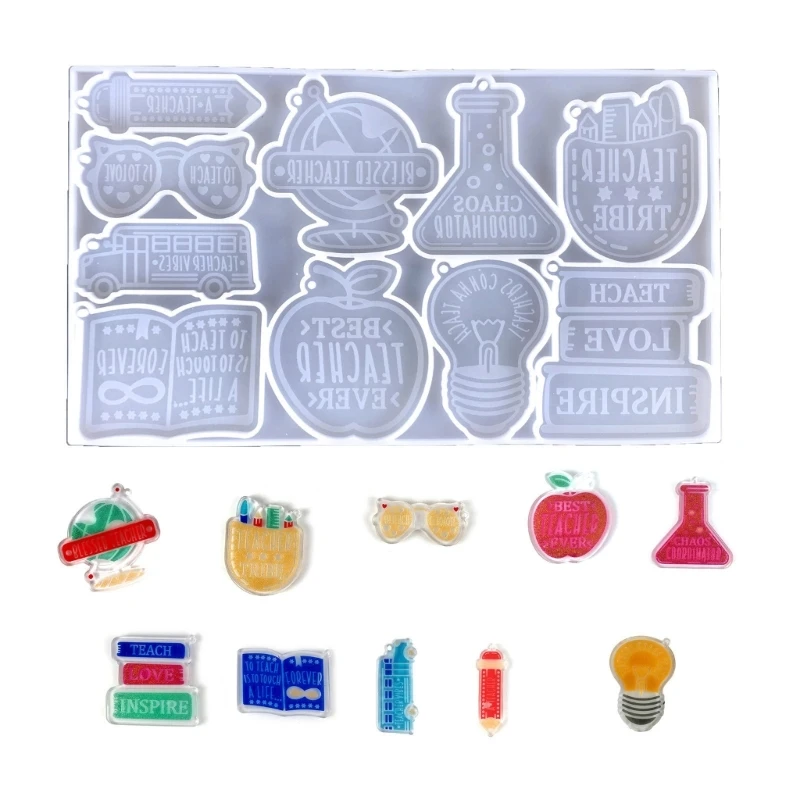 3D School Bag Book Bus Drawing Pen Globe Silicone Mold DIY Teachers-Day Keychain Epoxy Resin Mold Bag Luggage Charm Mold
3D School Bag Book Bus Drawing Pen Globe Silicone Mold DIY Teachers-Day Keychain Epoxy Resin Mold Bag Luggage Charm Mold