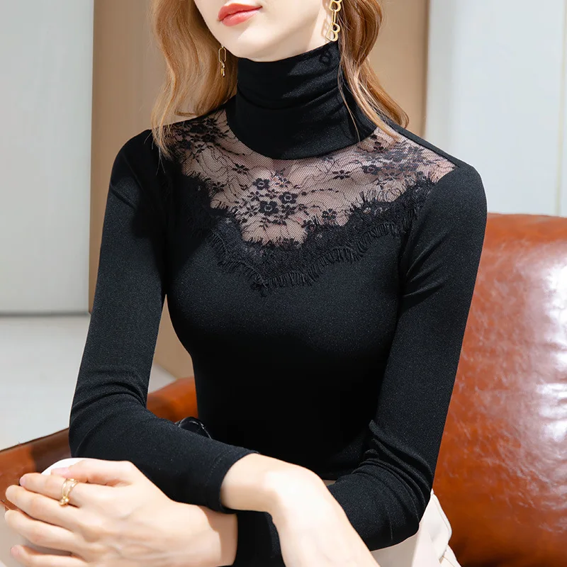 2021 New Sexy Turtleneck Patchwork T Shirt Lace Gauze Floral See Through Hollow Out Gothic Pullover Top Long Sleeves Tee Black
2021 New Sexy Turtleneck Patchwork T Shirt Lace Gauze Floral See Through Hollow Out Gothic Pullover Top Long Sleeves Tee Black